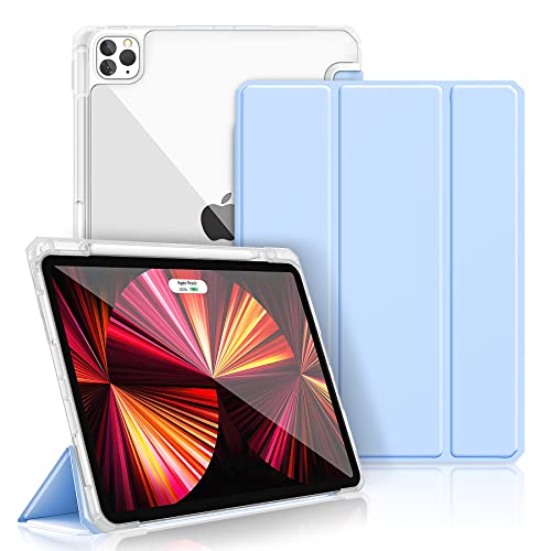 Gahwa Hülle Kompatibel mit iPad Pro 11 2022/2021/2020/2018 (Unterstützt 2. Gen iPencil Aufladen) - Auto Schlaf-/Weckfunktion, Trifold Standhülle - Himmel Blau von Gahwa