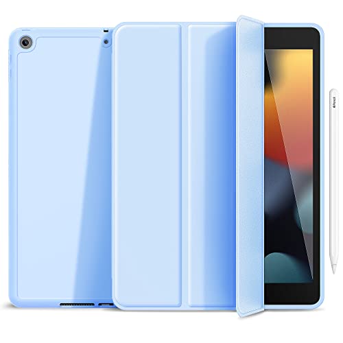 Gahwa Hülle für iPad 10,2 Zoll (7. Gen 2019/8. Gen 2020/9. Gen 2021) mit Stifthalter, Ultradünn Schutzhülle Case mit Auto Schlaf/Wach - Himmelblau von Gahwa