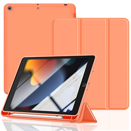 Gahwa Hülle für iPad 9.Gen 2021/8.Gen 2020/7.Gen 2019 10,2 Zoll mit Stifthalter, Ultra Leicht Schutzhülle Case Cover mit Auto Schlaf/Wach - Orange von Gahwa