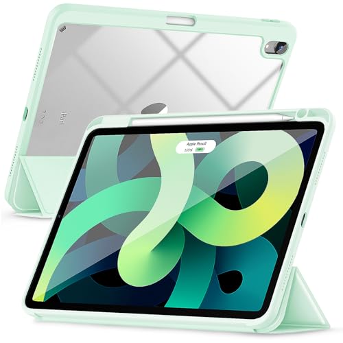 Gahwa Hülle für iPad Air 10.9 Zoll 5. Generation 2022/iPad Air 4 2020 Cover mit Stifthalter [Unterstützt 2. Gen iPencil Laden], Transparent Schutzhülle Case mit Auto Schlaf/Wach - Hellgrün von Gahwa
