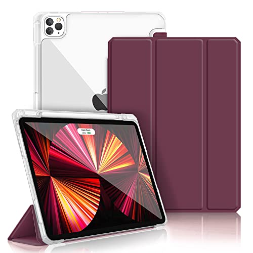 Gahwa Hülle für iPad Pro 11” 2022/2021/2020/2018, Ultradünn Schutzhülle mit Stifthalter (Unterstützt 2. Gen Pencil Lade), Smart Case mit Auto Schlafen/Wachen und Trifold Ständer - Burgunderrot von Gahwa