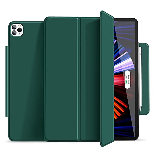 Gahwa Magnetische Hülle Kompatibel mit iPad Pro 12.9 Zoll Case 2022/2021/2020/2018, Ultra Schlank Schutzhülle mit Schlaf/Aufwach und Trifold Standhülle, Smart Folio Case - Dunkelgrün von Gahwa