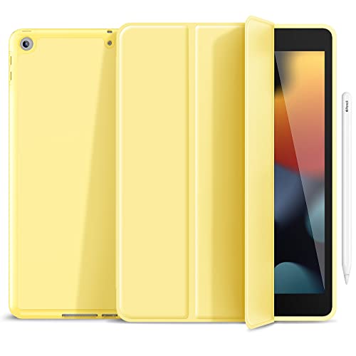 Gahwa für Neu iPad 9/8/7 Generation Hülle mit Stifthalter, 10.2 Zoll Flexible Weiche Schutzhülle, Dünne Case Cover mit Auto Schlaf/Aufwah und Stand für iPad 10,2 Zoll 2021/2020/2019 - Gelb von Gahwa