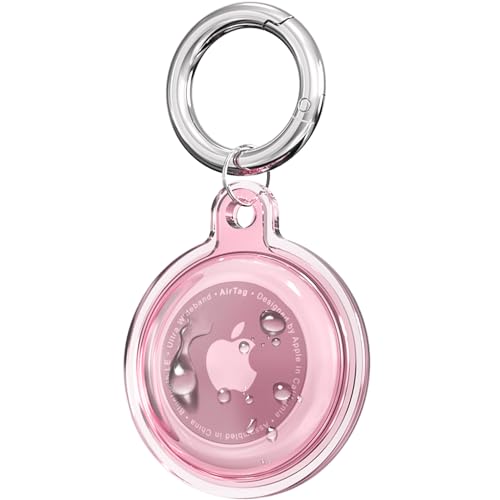 Galafoki IPX8 Wasserdicht Airtag Halter, Apple Airtags mit Schlüsselanhänger, Air Tag Hülle für Gepäck, Hundehalsband, Schlüssel, Anti-Kratzer Ganzkörper schützende Airtag-Halterung - Rosa von Galafoki