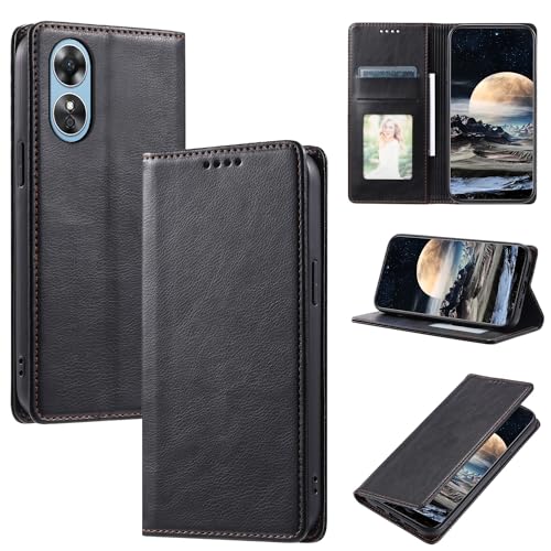 Galafu Hülle für Oppo A78 5G / Oppo A58 5G Hülle, PU Leder Flip Wallet Handyhülle mit Kartenfach, Stoßfeste Klappbar Schutzhülle für Oppo A78 5G / Oppo A58 5G, Schwarz von Galafu