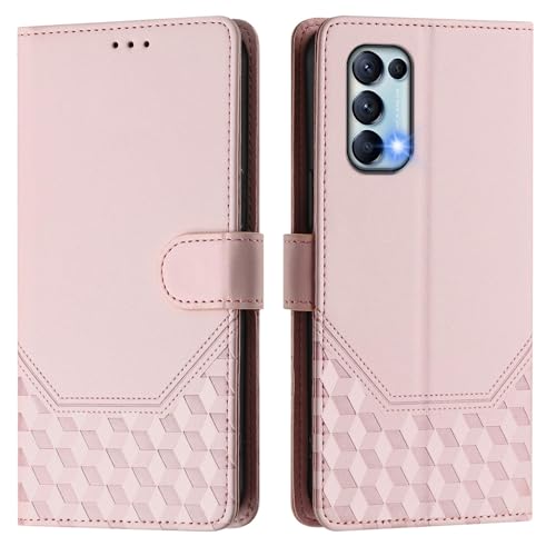 Galafu Hülle für Oppo Find X3 Lite Hülle, PU Leder Handyhülle mit RFID Schutz, Tasche Magnet Schutzhülle mit Standfunktion für Oppo Find X3 Lite, Rosa von Galafu