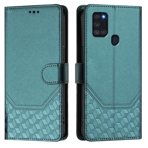 Galafu Hülle für Samsung Galaxy A21s Hülle, PU Leder Handyhülle mit RFID Schutz, Tasche Magnet Schutzhülle mit Standfunktion für Samsung A21s, Grün von Galafu