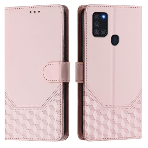 Galafu Hülle für Samsung Galaxy A21s Hülle, PU Leder Handyhülle mit RFID Schutz, Tasche Magnet Schutzhülle mit Standfunktion für Samsung A21s, Rosa von Galafu