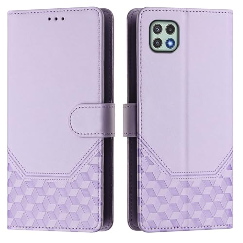 Galafu Hülle für Samsung Galaxy A22 5G Hülle, PU Leder Handyhülle mit RFID Schutz, Tasche Magnet Schutzhülle mit Standfunktion für Samsung A22 5G, Hellviolett von Galafu