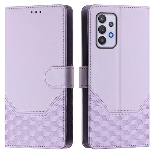 Galafu Hülle für Samsung Galaxy A32 5G Hülle, PU Leder Handyhülle mit RFID Schutz, Tasche Magnet Schutzhülle mit Standfunktion für Samsung A32 5G, Hellviolett von Galafu
