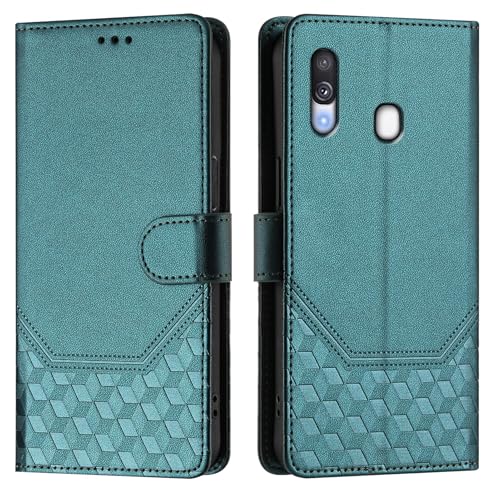 Galafu Hülle für Samsung Galaxy A40 Hülle, PU Leder Handyhülle mit RFID Schutz, Tasche Magnet Schutzhülle mit Standfunktion für Samsung A40, Grün von Galafu