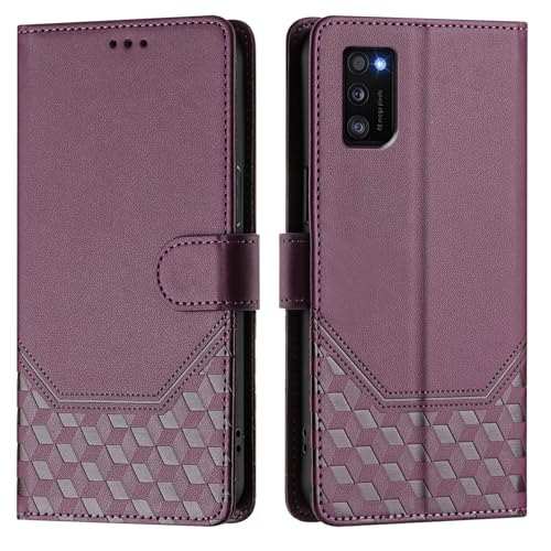 Galafu Hülle für Samsung Galaxy A41 Hülle, PU Leder Handyhülle mit RFID Schutz, Tasche Magnet Schutzhülle mit Standfunktion für Samsung A41, Violett von Galafu
