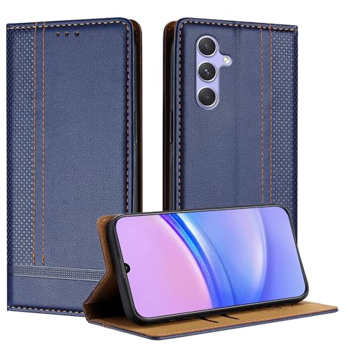 Galafu Hülle für Samsung Galaxy A54 5G Hülle, Stoßfeste PU Leder Flip Schutzhülle mit Standfunktion, Klappbar Wallet Handyhülle für Samsung A54 5G, Blau von Galafu