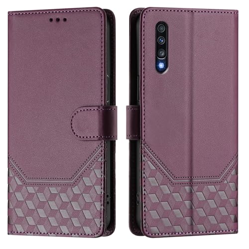 Galafu Hülle für Samsung Galaxy A70 Hülle, PU Leder Handyhülle mit RFID Schutz, Tasche Magnet Schutzhülle mit Standfunktion für Samsung A70, Violett von Galafu