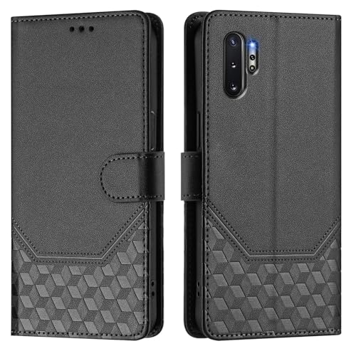 Galafu Hülle für Samsung Galaxy Note 10 Plus Hülle, PU Leder Handyhülle mit RFID Schutz, Tasche Magnet Schutzhülle mit Standfunktion für Samsung Note 10 Plus, Schwarz von Galafu