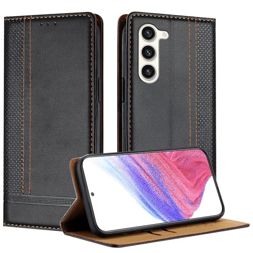 Galafu Hülle für Samsung Galaxy S23 Plus Hülle, Stoßfeste PU Leder Flip Schutzhülle mit Standfunktion, Klappbar Wallet Handyhülle für Samsung S23 Plus, Schwarz von Galafu