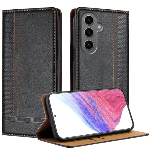 Galafu Hülle für Samsung Galaxy S24 Plus Hülle, Stoßfeste PU Leder Flip Schutzhülle mit Standfunktion, Klappbar Wallet Handyhülle für Samsung S24 Plus, Schwarz von Galafu