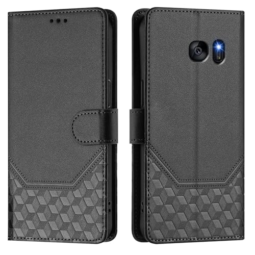 Galafu Hülle für Samsung Galaxy S7 Hülle, PU Leder Handyhülle mit RFID Schutz, Tasche Magnet Schutzhülle mit Standfunktion für Samsung S7, Schwarz von Galafu