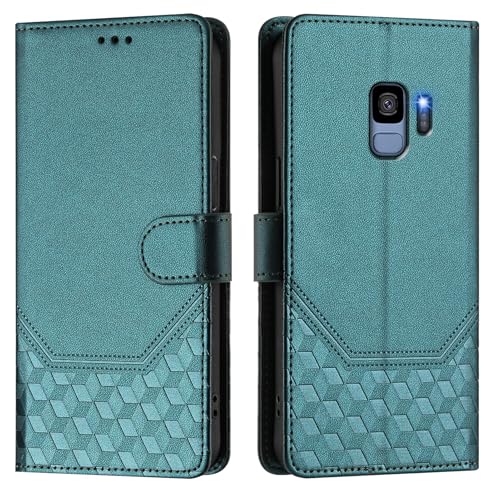 Galafu Hülle für Samsung Galaxy S9 Hülle, PU Leder Handyhülle mit RFID Schutz, Tasche Magnet Schutzhülle mit Standfunktion für Samsung S9, Grün von Galafu