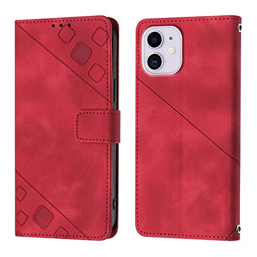Galafu Hülle für iPhone 11, PU Leder Klappbar Flip Handyhülle, Magnetisch Schutzhülle mit Kartenfach für iPhone 11, Rot von Galafu