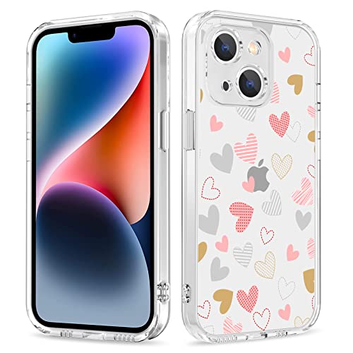 Galafu Hülle für iPhone 13 Mini, Transparente TPU Silikon Anti Gelb Handyhülle für Mädchen, Ultra Durchsichtig Dünn Stoßfest Anti-Kratz Schutzhülle für iPhone 13 Mini (5.4 inch), Bunte Liebe -3 von Galafu