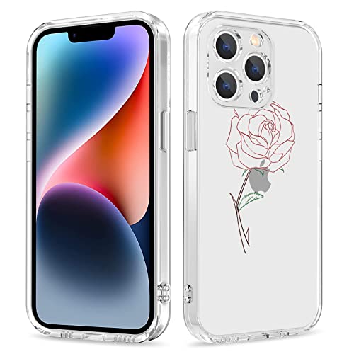 Galafu Hülle für iPhone 13 Pro, Transparente TPU Silikon Anti Gelb Handyhülle für Mädchen, Ultra Durchsichtig Dünn Stoßfest Anti-Kratz Schutzhülle für iPhone 13 Pro (6.1 inch), Rose von Galafu