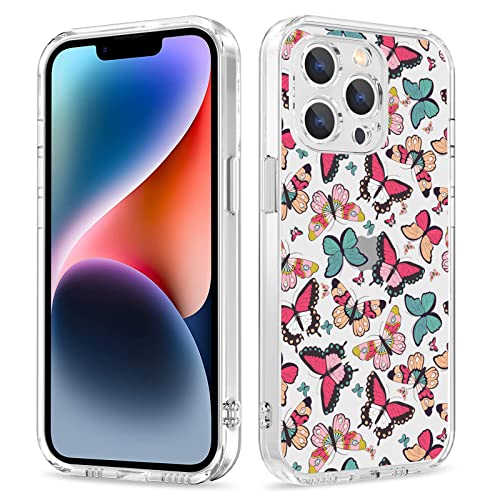 Galafu Hülle für iPhone 13 Pro Max, Stoßfest Transparenter TPU Silicone Hanyhülle, Ultra Durchsichtig Mädchen Schutzhülle für iPhone 13 Pro Max (6.7 inch), Bunter Schmetterling von Galafu