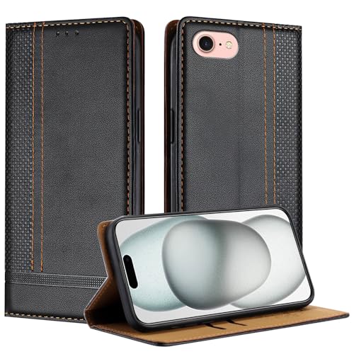 Galafu Hülle für iPhone SE 2022 / iPhone SE 2020 / iPhone 8 / iPhone 7 Hülle, Stoßfeste PU Leder Flip Schutzhülle, Klappbar Wallet Handyhülle für iPhone SE 2022 / SE 2020/8 / 7, Schwarz Galafu Hülle für iPhone SE 2022 / iPhone SE 2020 / iPhone 8 / iPhone 7 Hülle, Stoßfeste PU Leder Flip Schutzhülle, Klappbar Wallet Handyhülle für iPhone SE 2022 / SE 2020/8 / 7, Schwarz von Galafu