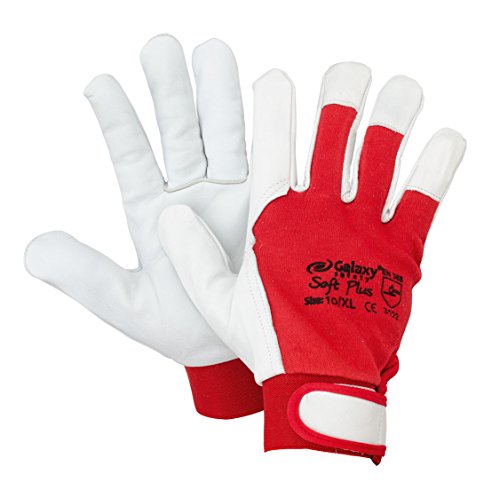 Galaxy Safety 221 10 der-Handschuhe Leder Weiß Rot 10/XL von Galaxy Safety