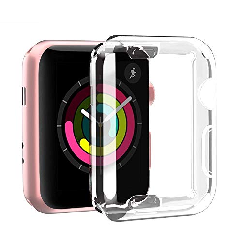 GW Schutzhülle für Apple Watch Serie 3, 2, 1, 42 mm, mit eingebautem TPU-Displayschutz, Rundum-Schutzhülle, hochauflösend, transparent, ultradünn, für Apple iWatch 42 mm von Galaxy Wireless