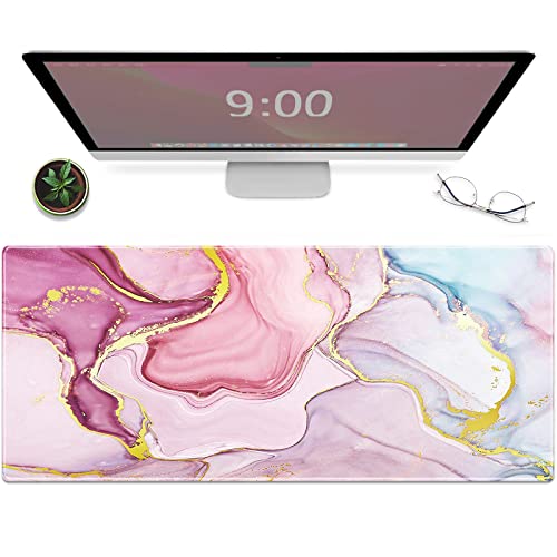 Galdas Gaming-Mauspad XXL - Cooles Blitzmuster, Großes Schreibtischunterlage Mit Genähten Kanten, Rutschfest, Dünnes Pad (80 x 30 x 0,3 cm) Rosa von Galdas
