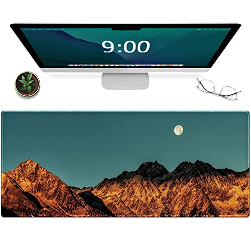 Galdas Mauspad, Büro-Schreibtischmatte, großes Gaming-Tastatur-Pad, langlebig, genähte Kanten, waschbar, erweitertes Computer-Mauspad (80x20 cm), goldener Bergmond von Galdas
