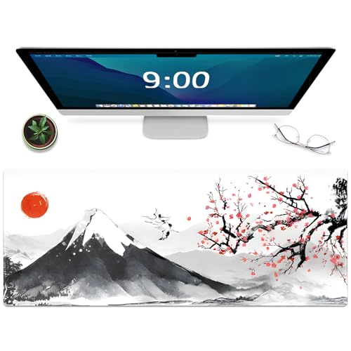 Galdas Gaming-Mauspad, Waldhintergrundmuster, XXL, XL, großes Mauspad, lang, verlängertes Mauspad, Schreibtischmatte, rutschfeste Gummi-Mäusepads, genähte Kanten, dünnes Pad (Tinte und Waschen) von Galdas