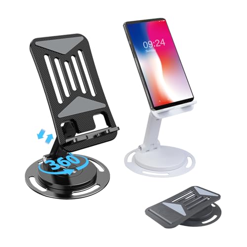 Galerie SV 2 Stück Drehbarer Handyhalterung Tisch 360°,Handyständer,Faltbar Smartphone Handyhalterung Kompatibel mit iPhone 15 14 13 12 11, Huawei, Galaxy, Xiaomi, Redmi(Schwarz und Weiß) von Galerie SV