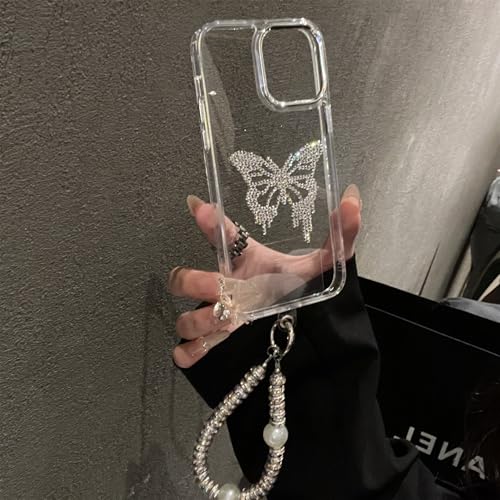 Galful Durchsichtig Handyhülle iPhone 13 Pro Glitzer Hülle mit Perlen Armband,Kristall Glänzend Diamant Weich Silikon TPU Case mit Perlenkette Klar Schutzhülle Stoßfest Cover-Schmetterlinge Galful Durchsichtig Handyhülle iPhone 13 Pro Glitzer Hülle mit Perlen Armband,Kristall Glänzend Diamant Weich Silikon TPU Case mit Perlenkette Klar Schutzhülle Stoßfest Cover-Schmetterlinge von Galful