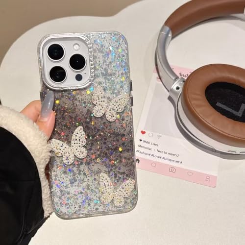 Galful Glitzer Handyhülle für iPhone 13 Pro Max Hülle,Glitzernd 3D Schmetterling Aesthetic Kristall Frauen Mädchen Schutzhülle Kameraschutz Weich TPU Stoßfest Case Cover-Schwarz Galful Glitzer Handyhülle für iPhone 13 Pro Max Hülle,Glitzernd 3D Schmetterling Aesthetic Kristall Frauen Mädchen Schutzhülle Kameraschutz Weich TPU Stoßfest Case Cover-Schwarz von Galful