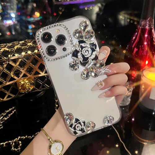 Galful Glitzer Hülle Kompatibel mit iPhone 14 Pro Transparent Handyhülle Glänzend Strass Sparkle Diamanten mit 3D Blumen Mädchen Schuzhülle Durchsichtig Kameraschut Dünn TPU Case Cover-Schwarz Galful Glitzer Hülle Kompatibel mit iPhone 14 Pro Transparent Handyhülle Glänzend Strass Sparkle Diamanten mit 3D Blumen Mädchen Schuzhülle Durchsichtig Kameraschut Dünn TPU Case Cover-Schwarz von Galful