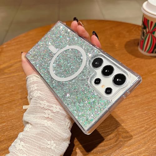 Galful Glitzer Hülle für Samsung Galaxy A25 Magnetische Handyhülle kompatibel mit MagSafe Mädchen Schuzhülle Glänzend Diamond Hülle TPU Schale Dünn Leicht Case Stoßfest Kratzfeste Cover-Hellgrün Galful Glitzer Hülle für Samsung Galaxy A25 Magnetische Handyhülle kompatibel mit MagSafe Mädchen Schuzhülle Glänzend Diamond Hülle TPU Schale Dünn Leicht Case Stoßfest Kratzfeste Cover-Hellgrün von Galful