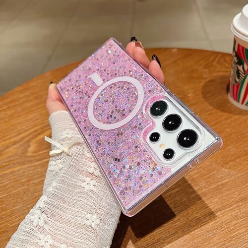 Galful Glitzer Hülle für Samsung Galaxy S25 Ultra Magnetische Handyhülle kompatibel mit MagSafe Mädchen Schuzhülle Glänzend Diamond Hülle TPU Schale Dünn Leicht Case Stoßfest Kratzfeste Cover-Rosa Galful Glitzer Hülle für Samsung Galaxy S25 Ultra Magnetische Handyhülle kompatibel mit MagSafe Mädchen Schuzhülle Glänzend Diamond Hülle TPU Schale Dünn Leicht Case Stoßfest Kratzfeste Cover-Rosa von Galful