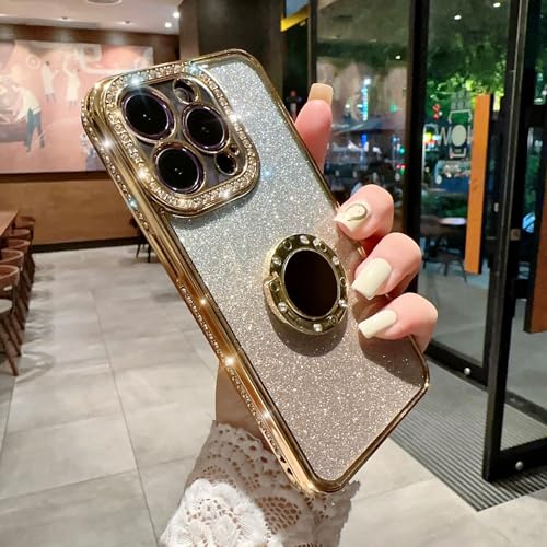 Galful HandyHülle iPhone 14 Glitzer Hülle mit Ring Ständer,Clear Case Dünn Bling Glitter Stoßfeste Schutzhülle 360 Grad Ring Cover Soft TPU Kameraschutz Flexibel Bumper Case-golden Galful HandyHülle iPhone 14 Glitzer Hülle mit Ring Ständer,Clear Case Dünn Bling Glitter Stoßfeste Schutzhülle 360 Grad Ring Cover Soft TPU Kameraschutz Flexibel Bumper Case-golden von Galful