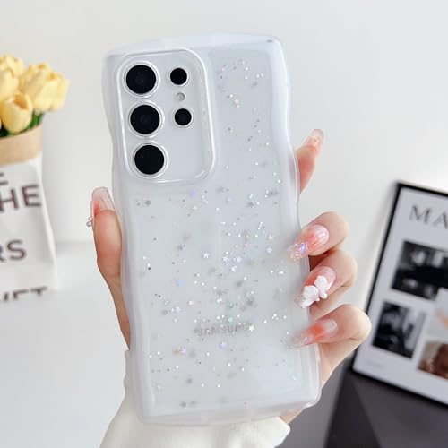 Galful Handyhülle Samsung Galaxy S22 Plus Hülle Glitzer Niedliche Wellenrahmen Lockige Form Transparent Case Glänzende Weich TPU Anti-Fingerabdruck Schutzhülle Kratzfest Handytasche für Frauen-Weiß Galful Handyhülle Samsung Galaxy S22 Plus Hülle Glitzer Niedliche Wellenrahmen Lockige Form Transparent Case Glänzende Weich TPU Anti-Fingerabdruck Schutzhülle Kratzfest Handytasche für Frauen-Weiß von Galful