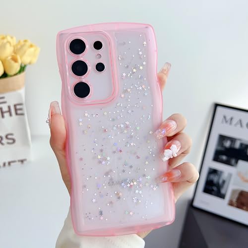 Galful Handyhülle Samsung Galaxy S23 Ultra Hülle Glitzer Niedliche Wellenrahmen Lockige Form Transparent Case Glänzende Weich TPU Anti-Fingerabdruck Schutzhülle Kratzfest Handytasche für Frauen-Pink Galful Handyhülle Samsung Galaxy S23 Ultra Hülle Glitzer Niedliche Wellenrahmen Lockige Form Transparent Case Glänzende Weich TPU Anti-Fingerabdruck Schutzhülle Kratzfest Handytasche für Frauen-Pink von Galful