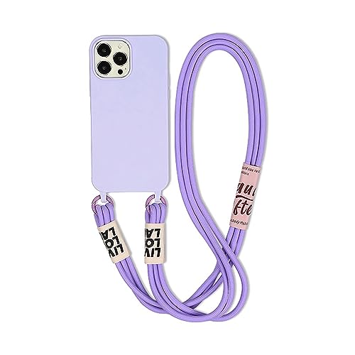 Galful Handykette Hülle für iPhone 14 Schutzhülle 6.1", Necklace Handyhülle Ultradünn Silikon Cover mit Verstellbarer Band Lanyard Case Bumper Case für iPhone 14-Violett von Galful