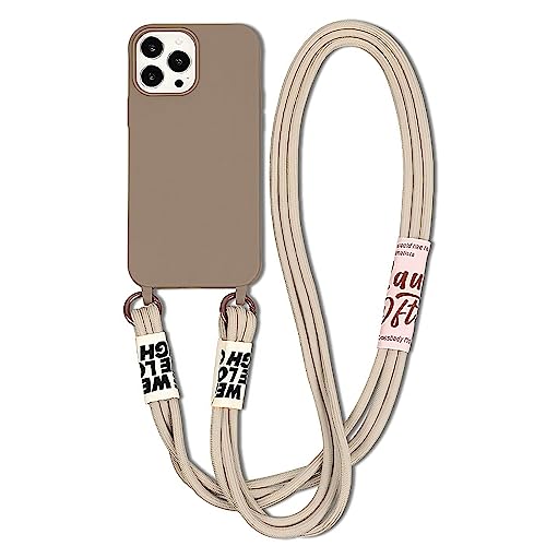 Galful Handykette Hülle für iPhone 14 pro Schutzhülle 6.1", Necklace Handyhülle Ultradünn Silikon Cover mit Verstellbarer Band Lanyard Case Bumper Case für iPhone 14 pro-Aprikose von Galful