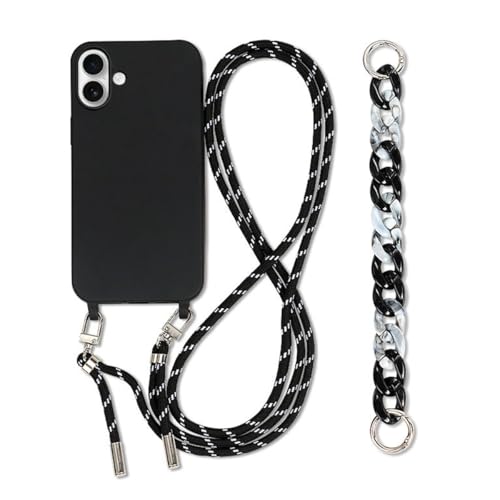 Galful Handykette iPhone 16 Hülle mit Armband,Necklace Handyhülle iPhone 16 Case mit Band Schutzhülle zum Umhängen Kordel Verstellbarer Nylon Halskette Silikon Case Cover-Schwarz Galful Handykette iPhone 16 Hülle mit Armband,Necklace Handyhülle iPhone 16 Case mit Band Schutzhülle zum Umhängen Kordel Verstellbarer Nylon Halskette Silikon Case Cover-Schwarz von Galful