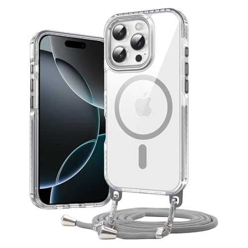 Galful Magnetische für iPhone 16 Pro Hülle mit Band,Transparente Handykette Handyhülle iPhone 16 Pro Case mit Schnur TPU+PC Hardcase Abnehmbar Necklace Schutzhülle für zum Umhängen Cover-Grau Galful Magnetische für iPhone 16 Pro Hülle mit Band,Transparente Handykette Handyhülle iPhone 16 Pro Case mit Schnur TPU+PC Hardcase Abnehmbar Necklace Schutzhülle für zum Umhängen Cover-Grau von Galful