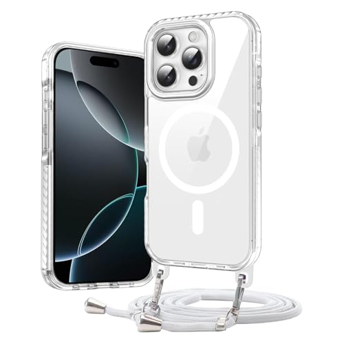 Galful Magnetische für iPhone 16 Pro Hülle mit Band,Transparente Handykette Handyhülle iPhone 16 Pro Case mit Schnur TPU+PC Hardcase Abnehmbar Necklace Schutzhülle für zum Umhängen Cover-Weiß Galful Magnetische für iPhone 16 Pro Hülle mit Band,Transparente Handykette Handyhülle iPhone 16 Pro Case mit Schnur TPU+PC Hardcase Abnehmbar Necklace Schutzhülle für zum Umhängen Cover-Weiß von Galful