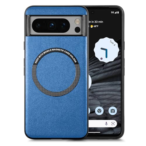 Galful Magnetisch Hülle für Google Pixel 8 Pro Handyhülle Kompatibel mit MagSafe,PU Lederhülle Mattierte Anti-Fingerabdruck Magnetic Case Kratzfeste Schutzhülle für Pixel 8 Pro Case 6.7’’-blau von Galful