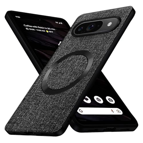 Galful Magnetische Handyhülle Google Pixel 9 Hülle/Google Pixel 9 Pro 5G Ultradünn Hülle,Stoff Schutzhülle Anti-Fingerabdruck Matte Weiches TPU Cover Stoßfest Kratzfeste Robust Slim Case-Schwarz von Galful