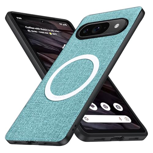 Galful Magnetische Handyhülle Google Pixel 9 Hülle/Google Pixel 9 Pro 5G Ultradünn Hülle,Stoff Schutzhülle Anti-Fingerabdruck Matte Weiches TPU Cover Stoßfest Kratzfeste Robust Slim Case-Grün von Galful